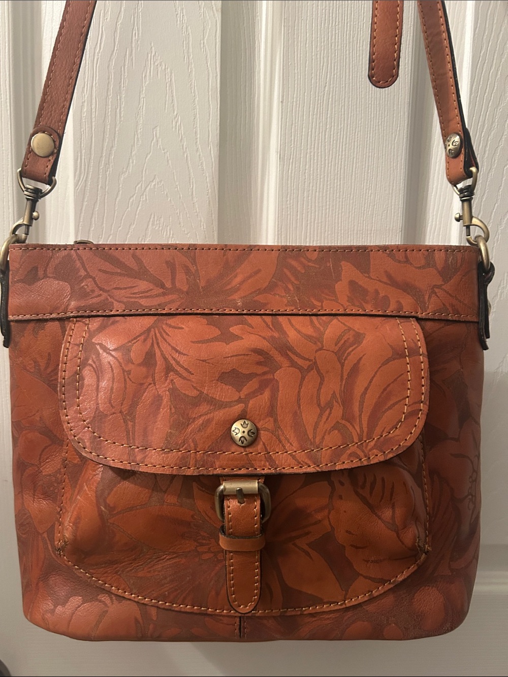 PATRICIA NASH TUSCANIA FLORAL EMBOSED LEATHER BAG